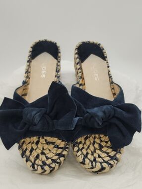 J/Slides NYC Women's Navy Bow Espadrille Slides Size 8.5